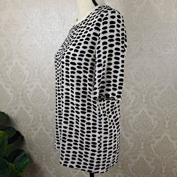 Stella McCartney Size 36 (US Med) 100% Silk T-shirt Cream w/Black, Pink Pattern - Picture 5 of 11